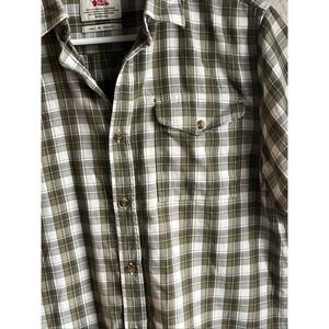 FJALLRAVEN MENS M GREEN PLAID OVIK BUTTON DOWN COMFORT FIT SS SHIRT EUC